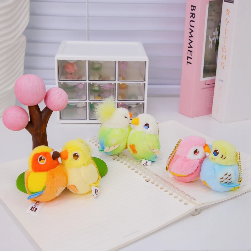 6 cm Cartoon Fun Paar Vogels Knuffel Pentant Twee Combinatie Papegaai Knuffel Home Decor Valentijnsdag Cadeau voor Vriendin