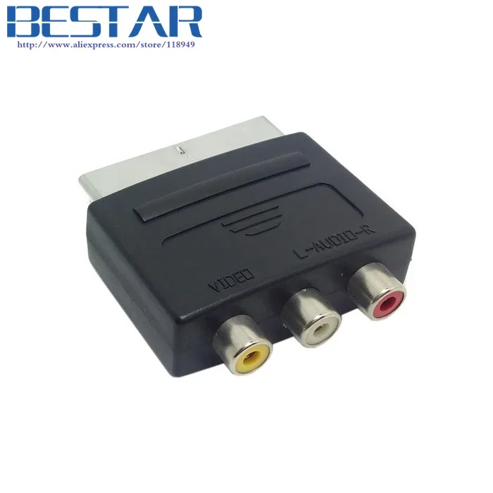 

Композитный адаптер аудио-видео 3 RCA AV к 21-контактному адаптеру Scart для HDTV Microsoft Xbox и Europe