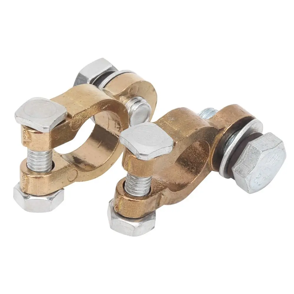2PCS Pure Copper Battery Terminal Connectors Alloy Brass Top Post Connectors Enhanced Conductivity Heavy Duty