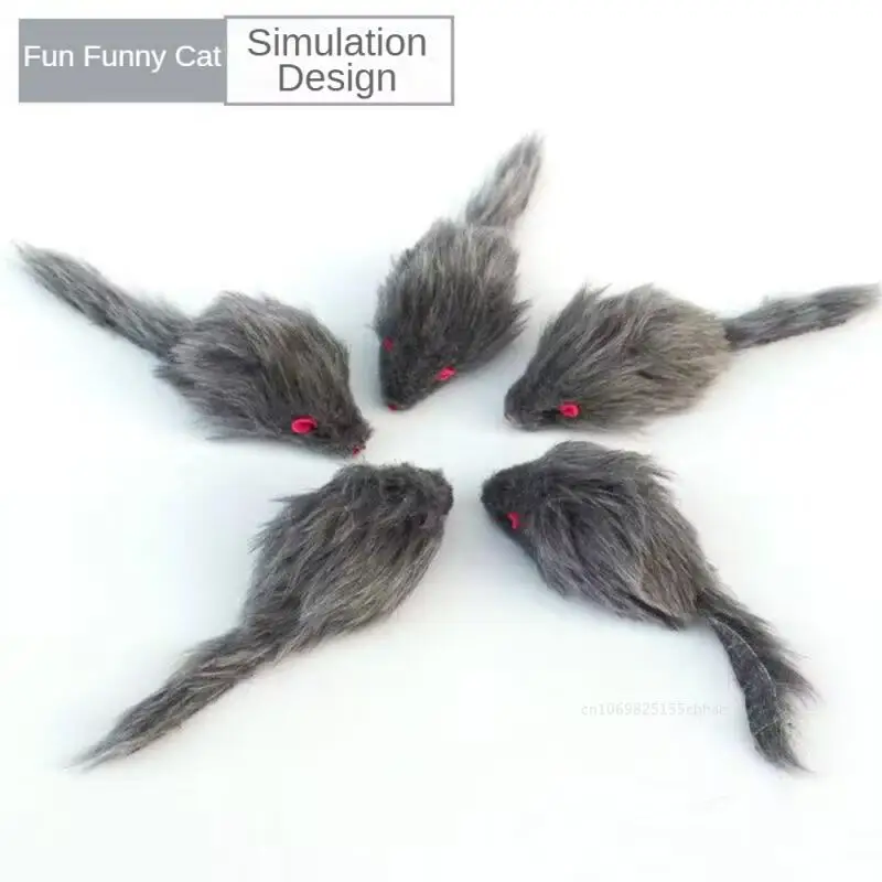 Cat Mice Toys False Mouse Long Tail Mice Soft Real Rabbit Fur Toy for Cats Kitten Plush Rat Playing Chew Toy Pet Supplies