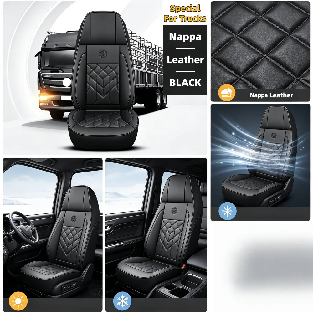 Universal Nappa Leather Truck Seat Cushion for SHACMAN FAW SANY BYD FOTON AUMAN SITRAK VATN Heavy Commercial Vehicles