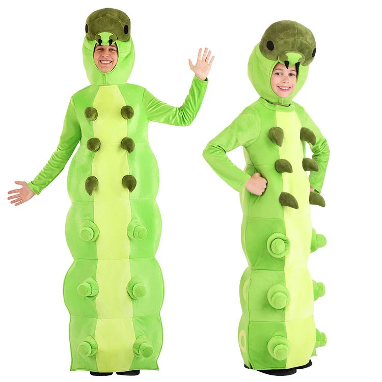 New Halloween kid Adult Stage Performance boys Girls Green Lcaterpillar Cosplay Costume Party Play Ship Fast