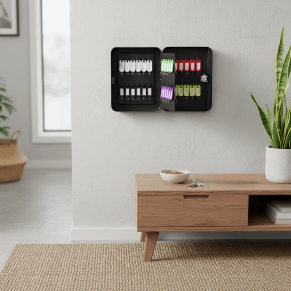 Metal Construction Key Box Code Lock Wall Mount Key Cabinet Security Lock Holds 20 Keys Key Storage Box Home Storage