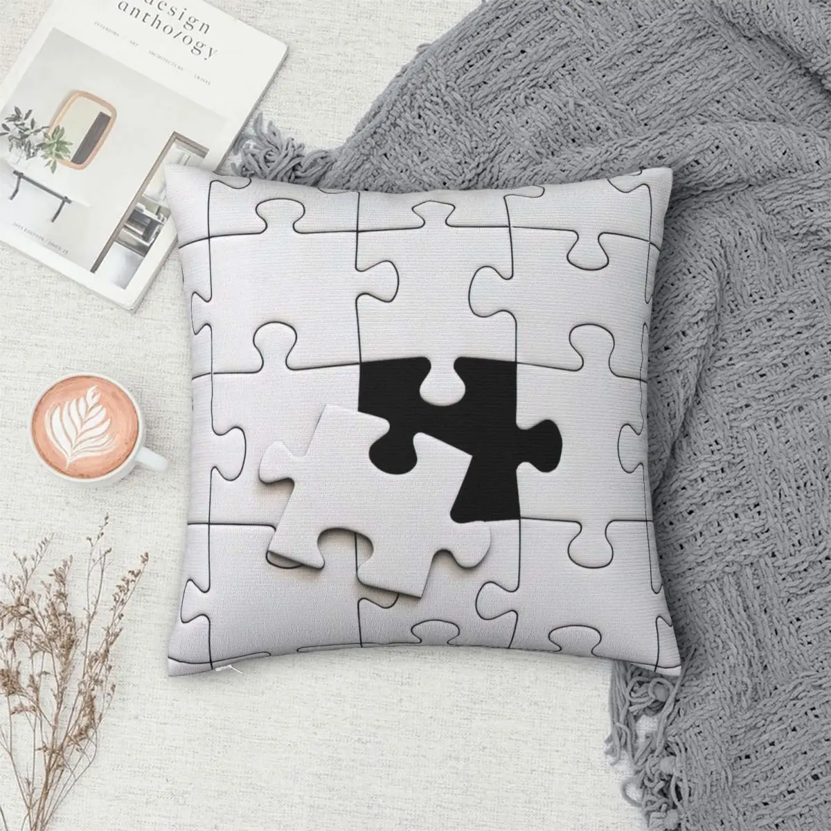 Puzzle Bonnet Pillowcase Printed Cushion Cover Sofa Waist Pillow Pillow Cover