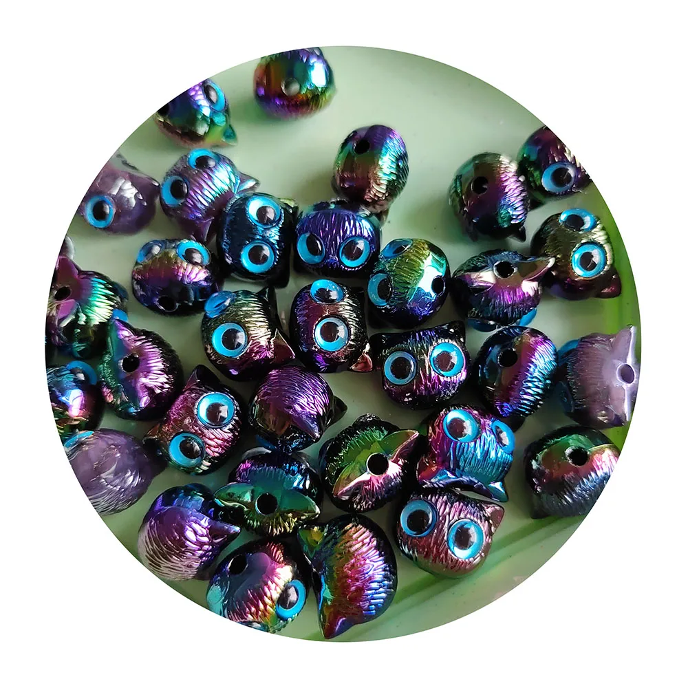 18mm Cartoon Cat Head Resin Beads Cute Blue Eye Loose Spacer Bead For Jewelry Making DIY Bracelet Accessories