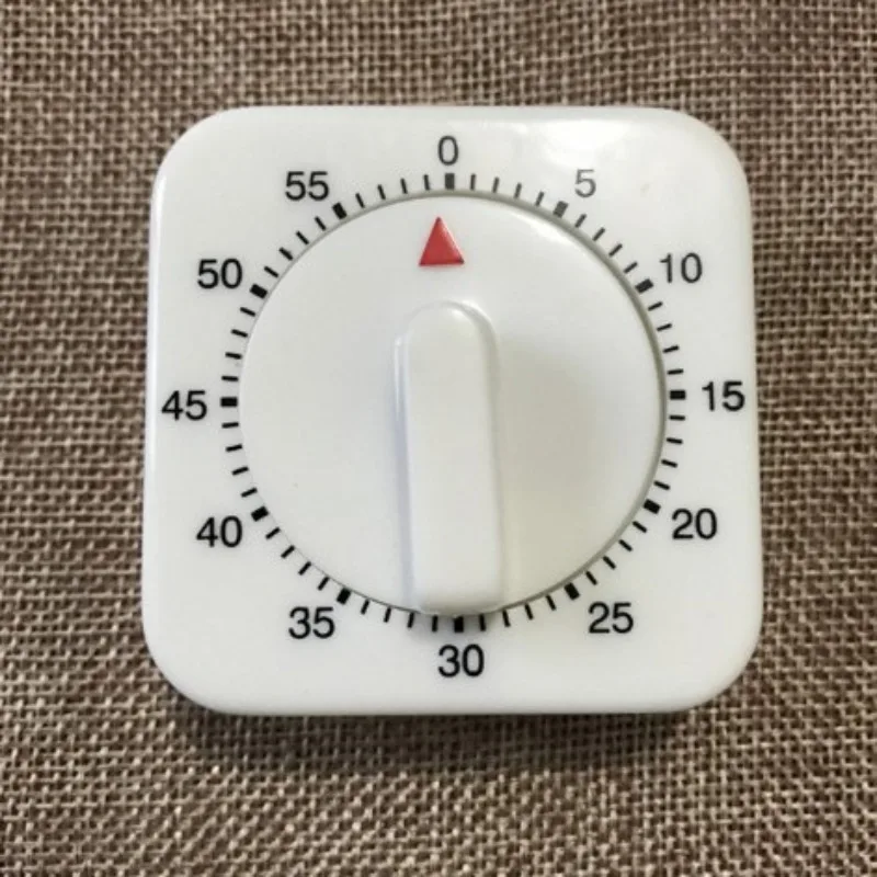 Small Square Mechanical Kitchen Countdown Timer 60 Minutes, Manual Timing Alarm Reminder Device for Cooking Baking Study
