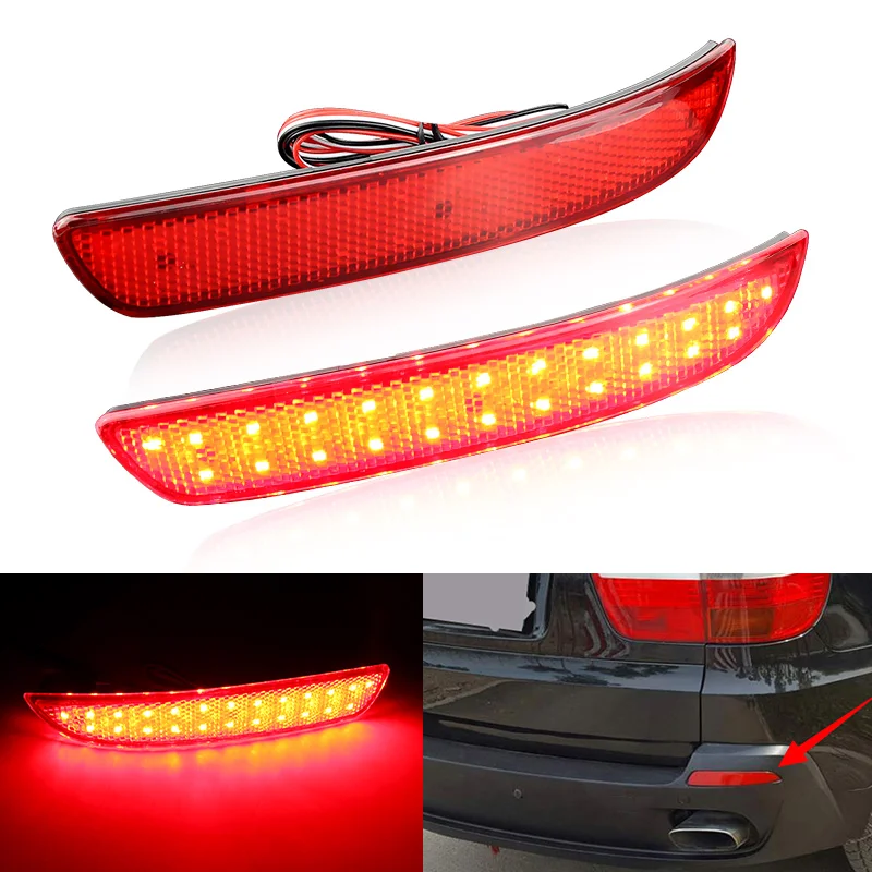 

2Pcs Car Rear Bumper Reflector Strip Red Lens Warning Light For BMW E70 X5 FOR BMW X5 For Car With M Aerodynamics Package