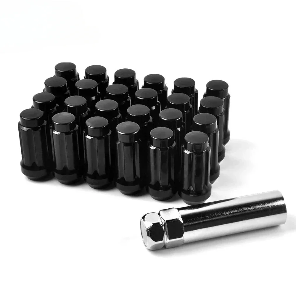 

24PCS M14x1.5 Wheel Lug Nuts Black or Chrome Lug Nut Spline for Chevy Suburban 1500/Avalanche 6 Lug Aftermarket Wheel