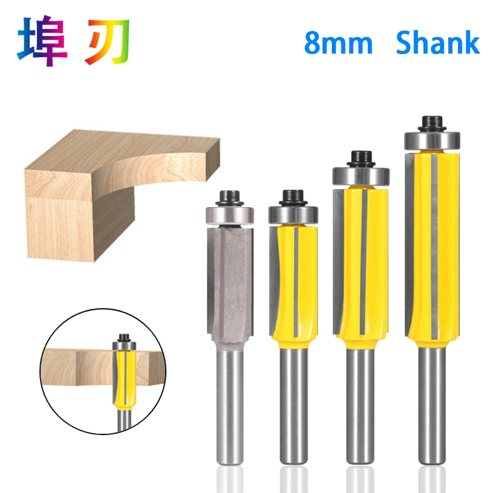 1Pc 8mm Flush Trim bit Z4 Pattern Router Bit Top & Bottom Bearing Bits Milling Cutter For Wood Woodworking Cutters LT038