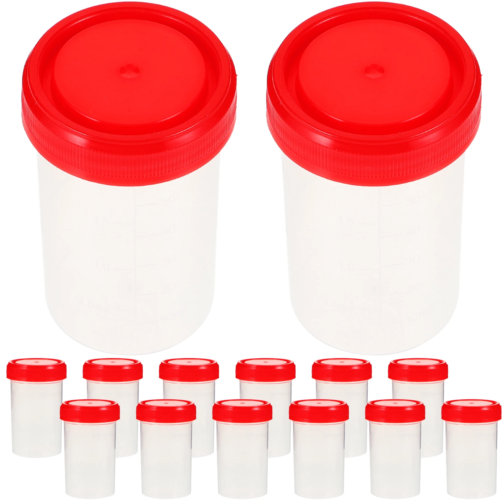 15pcs 60ml Sample Cups Specimen Cups with Lids Urine Testing Measuring Plastic Containers Laboratory Medical Teaching Tools