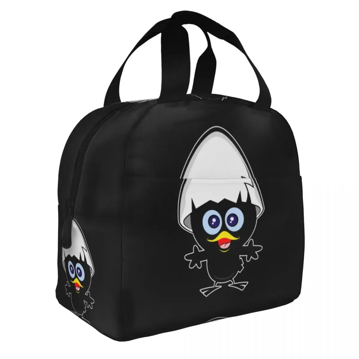 Calimero Black Chicken Insulated Lunch Tote Bag Portable Cooler Thermal Lunch Box Outdoor Camping Food Picnic Container Bags