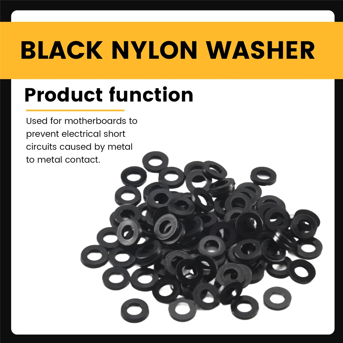 M3 x 6mm x 1mm Nylon Flat Insulating Washers Gaskets Spacers Black 200PCS G