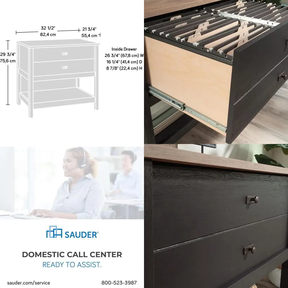 

Шкаф Cottage Road Lateral ile для дома или офиса, с открытыми полками для хранения, цвет Raven Oak