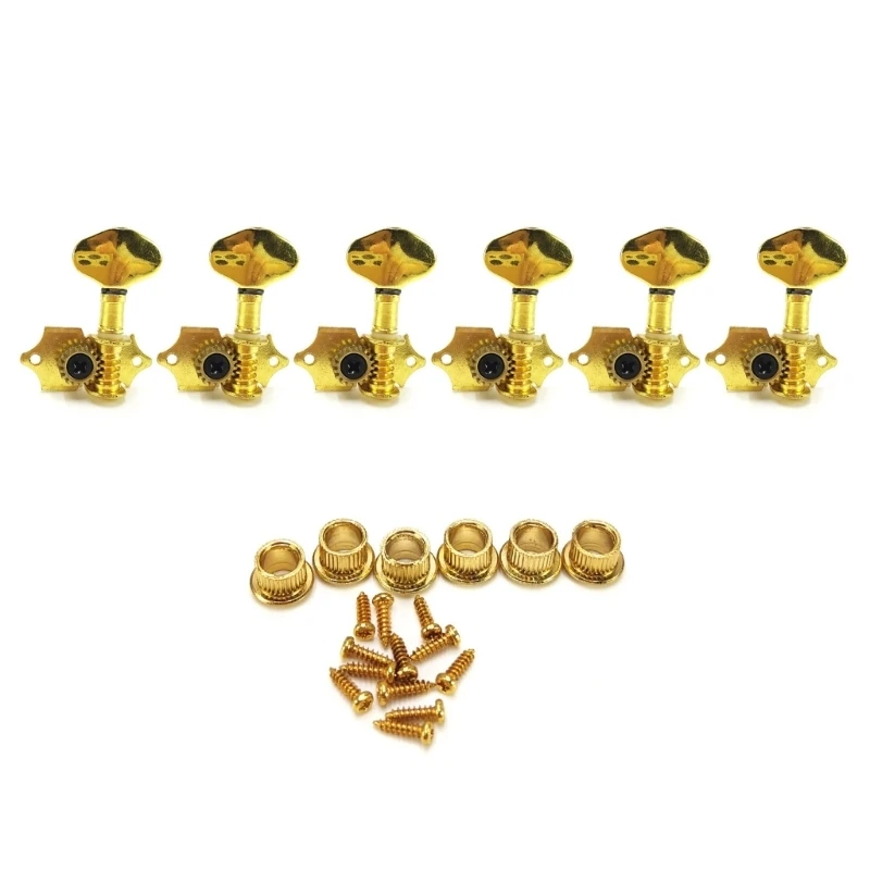 Pack of 6 Open Back Guitar Machine Heads for Enhanced Sound Quality and Resonance on Acoustic and Electric Guitars