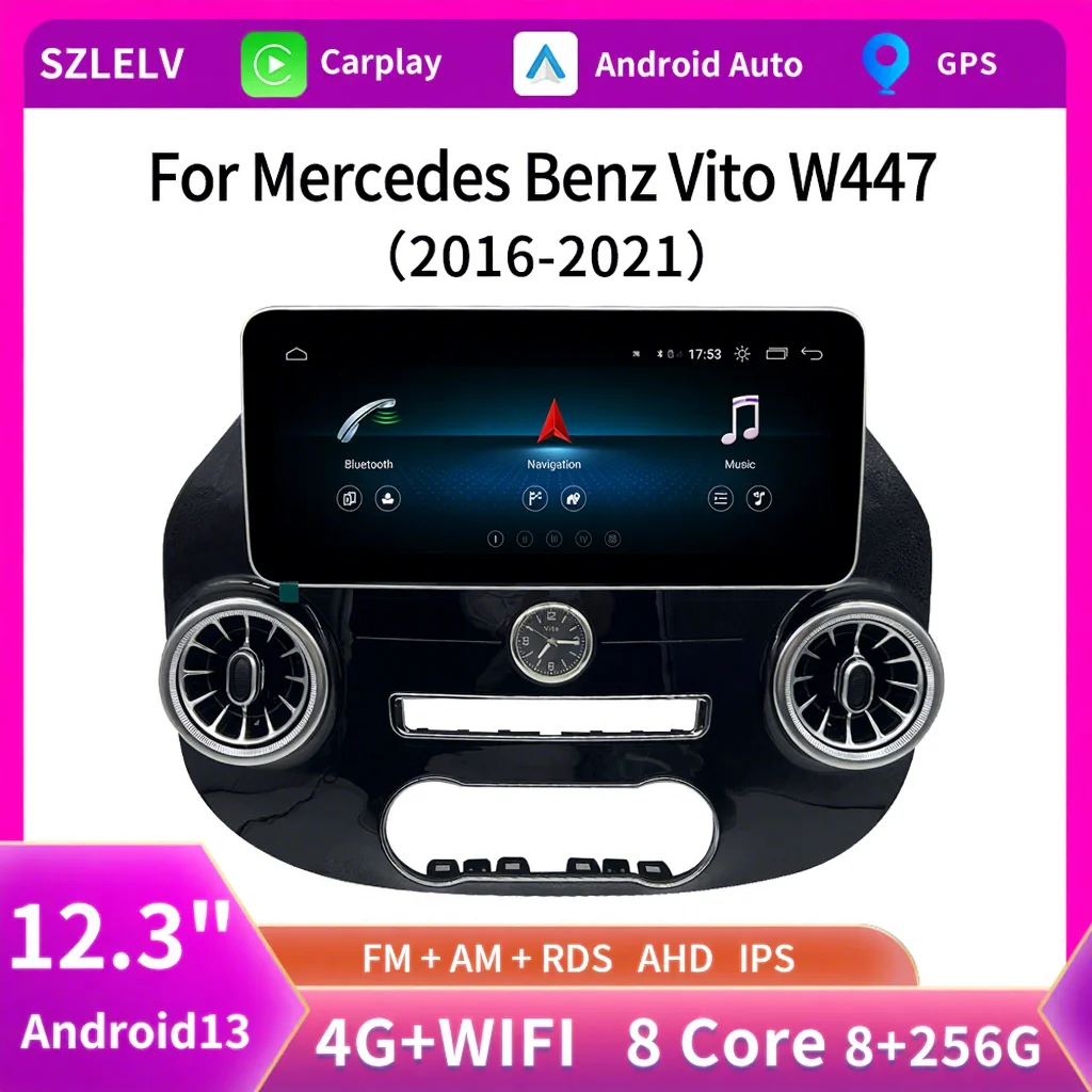 Cross-border Applicable 15-22 for Mercedes-Benz Vito W447 Central Control Large Screen 360 Panoramic All-in-one Machine IPS