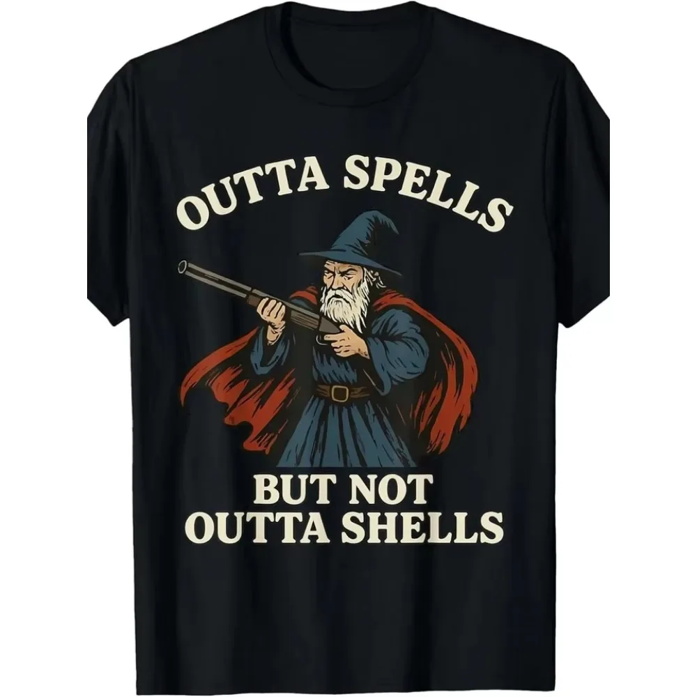 Outta Spells But Not Outta Shells Funny T Shirt Men Women Oversized Casual Summer Loose Cotton Graphic Tee