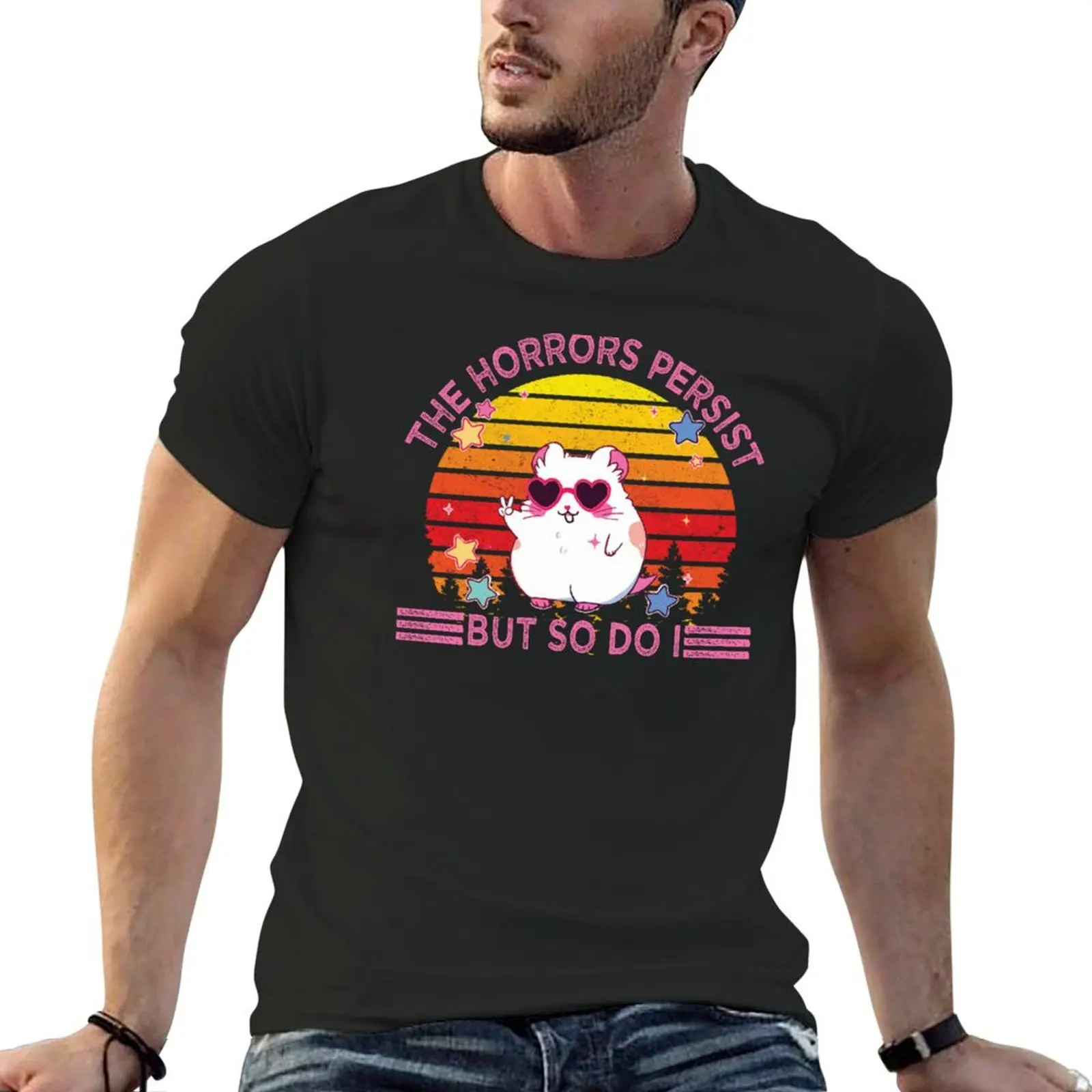 

the horrors persist but so do i Vintage Style T-Shirt Aesthetic clothing cute tops clothing for men