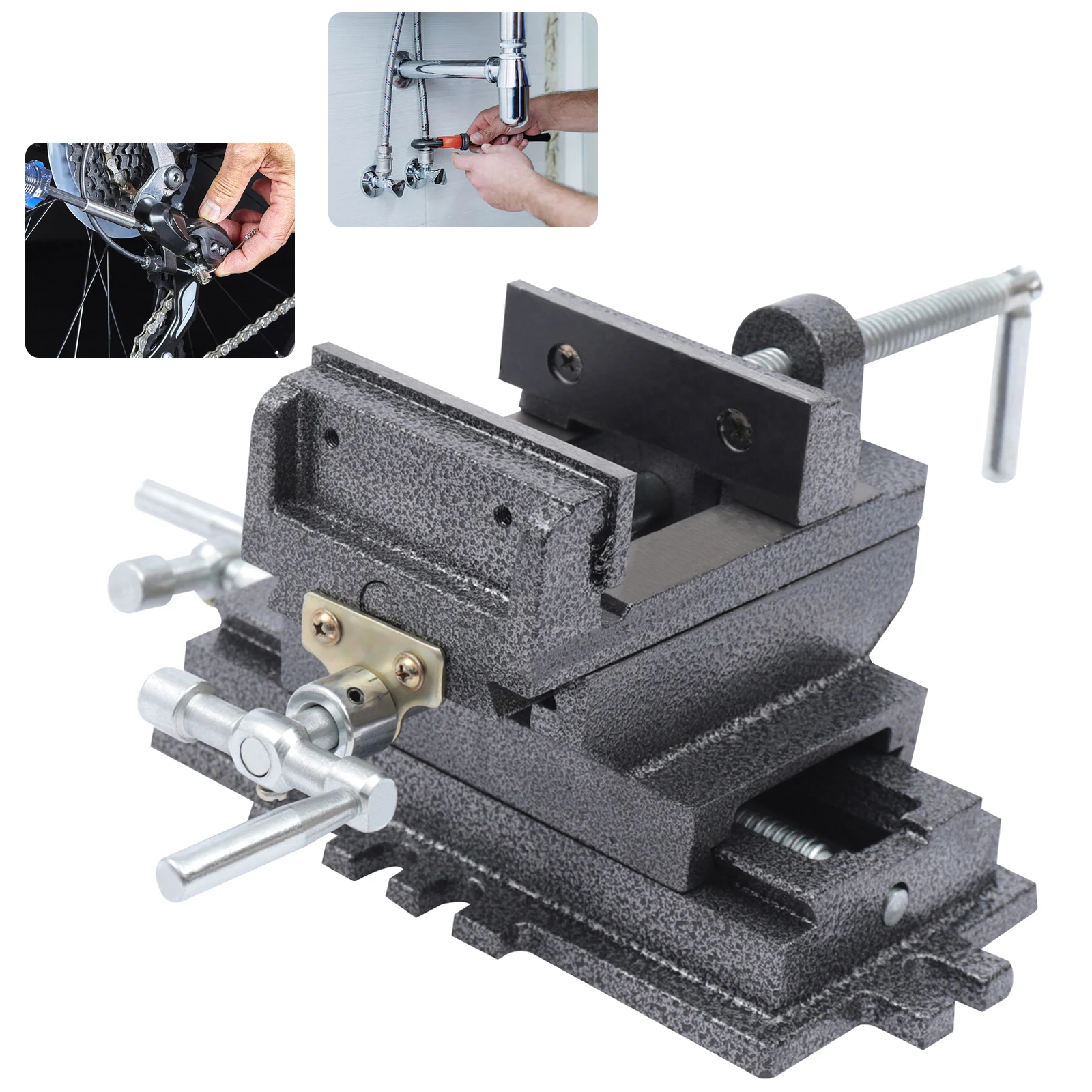 Cross Slide Vise, 4 Inch Drill Press X-Y Compound Vise 2 Way Bench Cross-Sliding Vise Clamp Machine