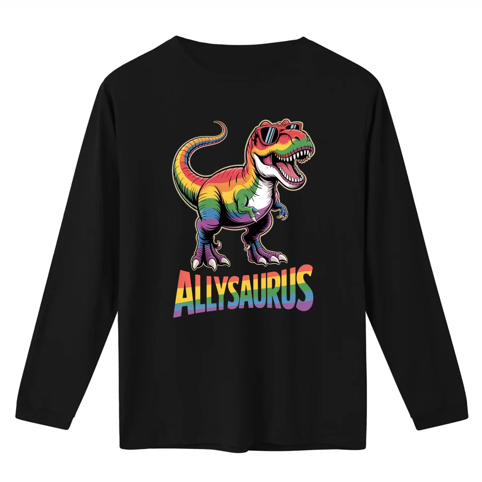 Dinosaur Rainbow Flag Ally LGBT Allysaurus LGBT Pride T-Shirt Summer Casual Cotton Tee Oversized Streetwear Tops 100% Cotton