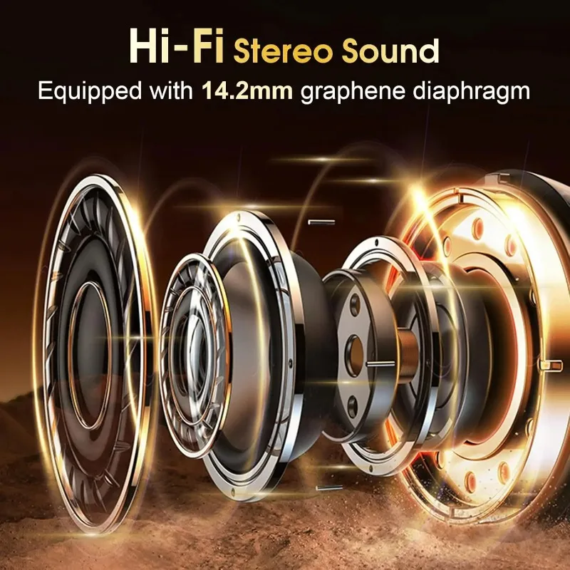 スポーツイヤホン Bluetooth 5.4 HIFI 低音ワイヤレスヘッドフォン LED タッチハンズフリーイヤホンノイズキャンセリング防水ヘッドセット新しい