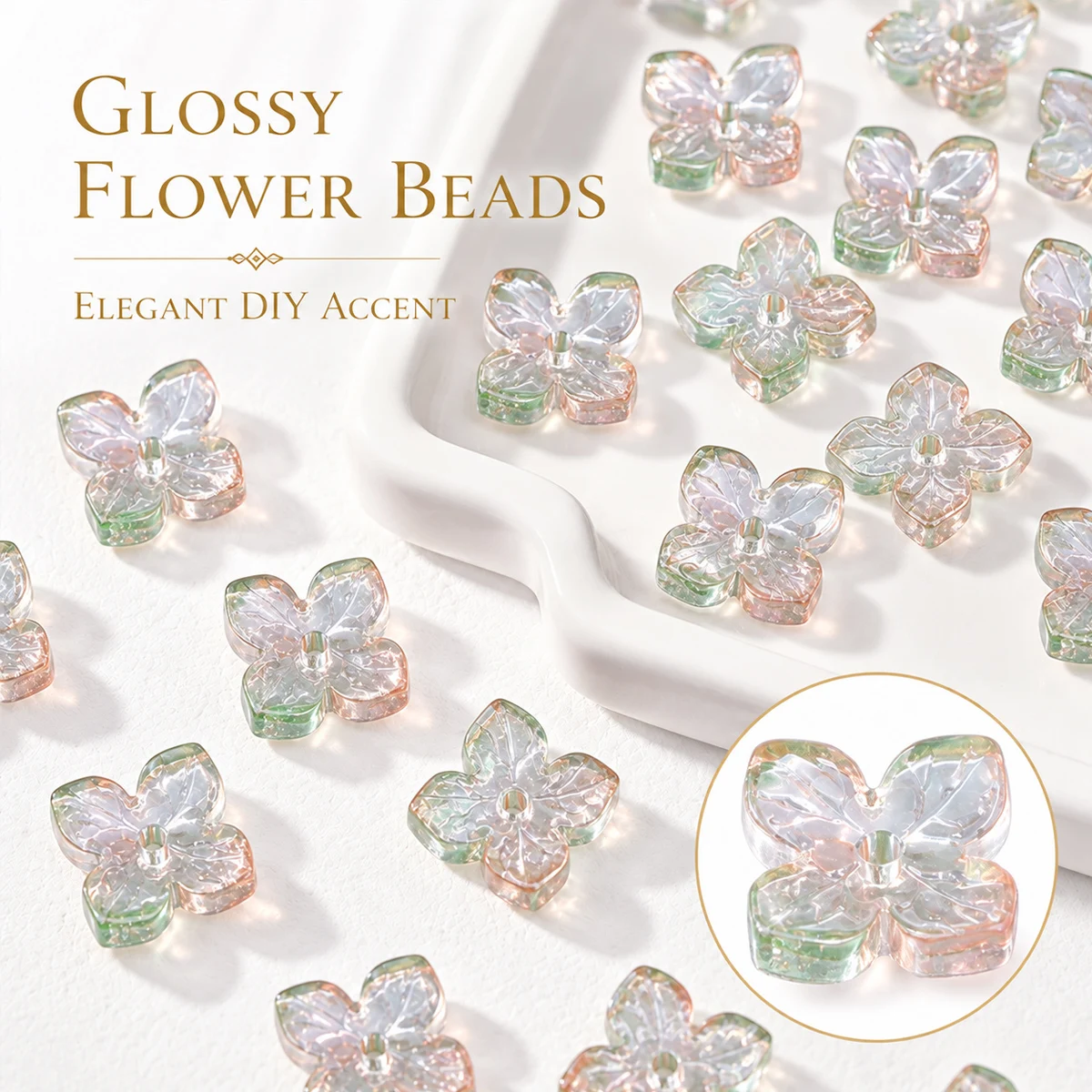 50-150Pcs 10mm Grass Green Hydrangea Petals Crystal Glass Beads for Jewelry Making Bracelet Necklace Keychain DIY Accessories