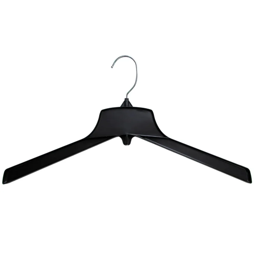 

Recycled Heavy Duty Plastic Hangers, Short Polished Metal Swivel Hooks, 17 inch, 100 Pack