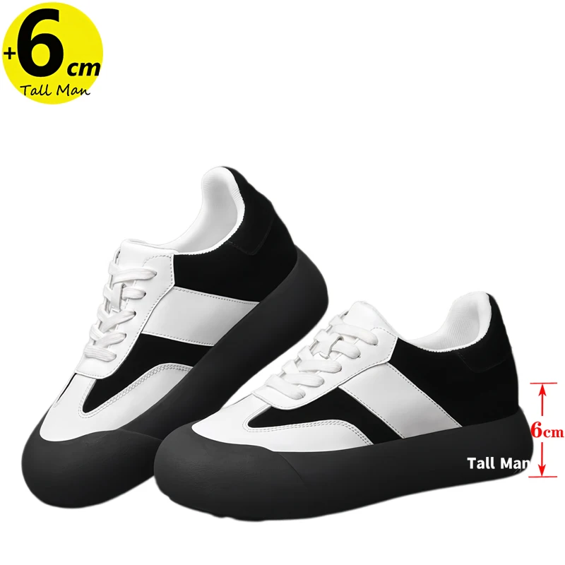

Men Chunky Lift Elevator Sneakers Panda Shoes Height Increase Insole 6cm Plus Size 35-44 Fashion Casual Platform Shoes for Men