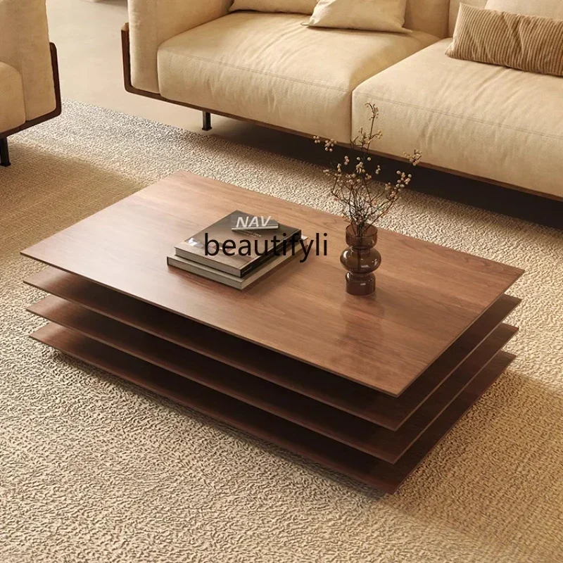 

yj7 Walnut color coffee table small apartment living room household Japanese rectangular coffee table