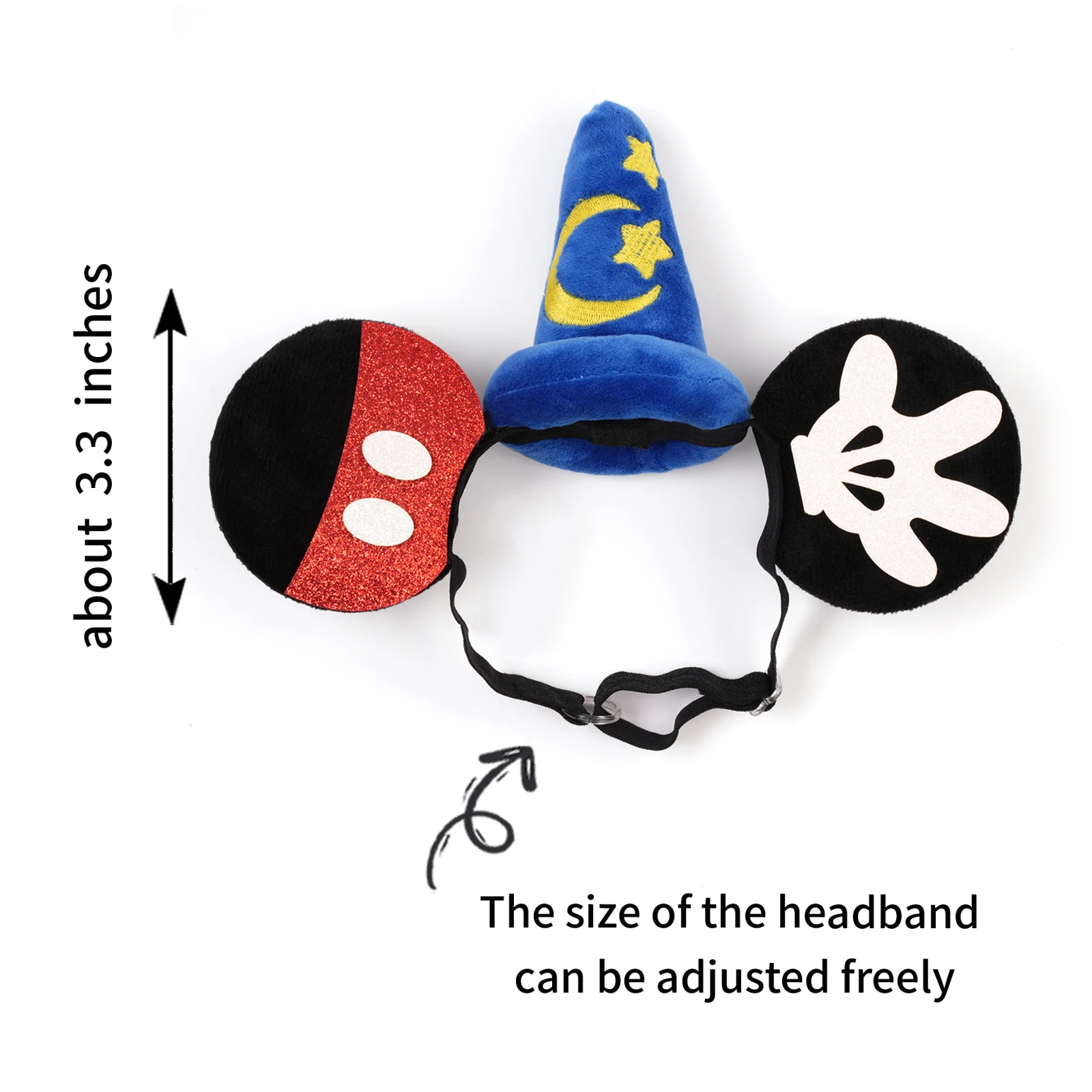 Minnie Mouse Ear Adjustable Hairband Blue Star Crescent Rod Soft Polyester Headpiece Girls Princess Party Birthday Creative Gift view 3