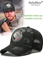 InlnDtor, sombrero de las Fuerzas Especiales al aire libre de gran tamaño, gorra de béisbol de estilo fino de verano para hombre, gorra con visera de camuflaje bordada con cabeza de águila