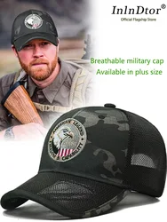 InlnDtor Outdoor Special Forces Large size hat men's summer thin style baseball cap eagle Head embroidered camouflage visor hat