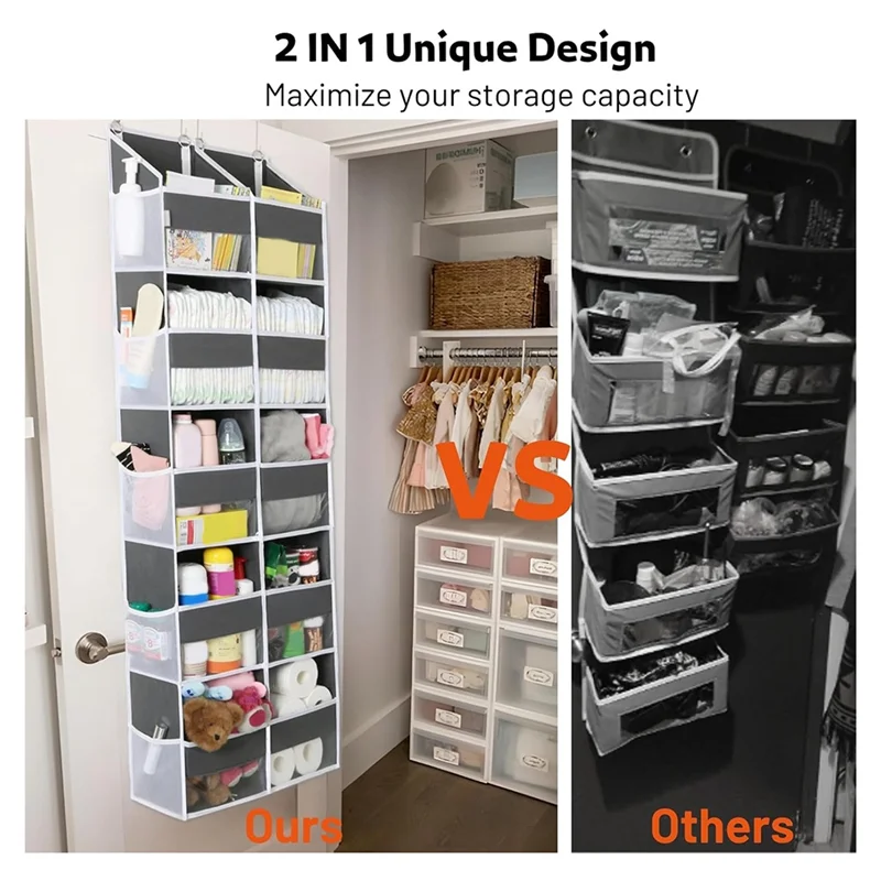【Harga Jatuh!】 Kapasitas Berat 80 Lbs Di Atas Pintu Organizer, 5 Tingkat 10 Kompartemen Di Belakang Pintu Penyimpanan