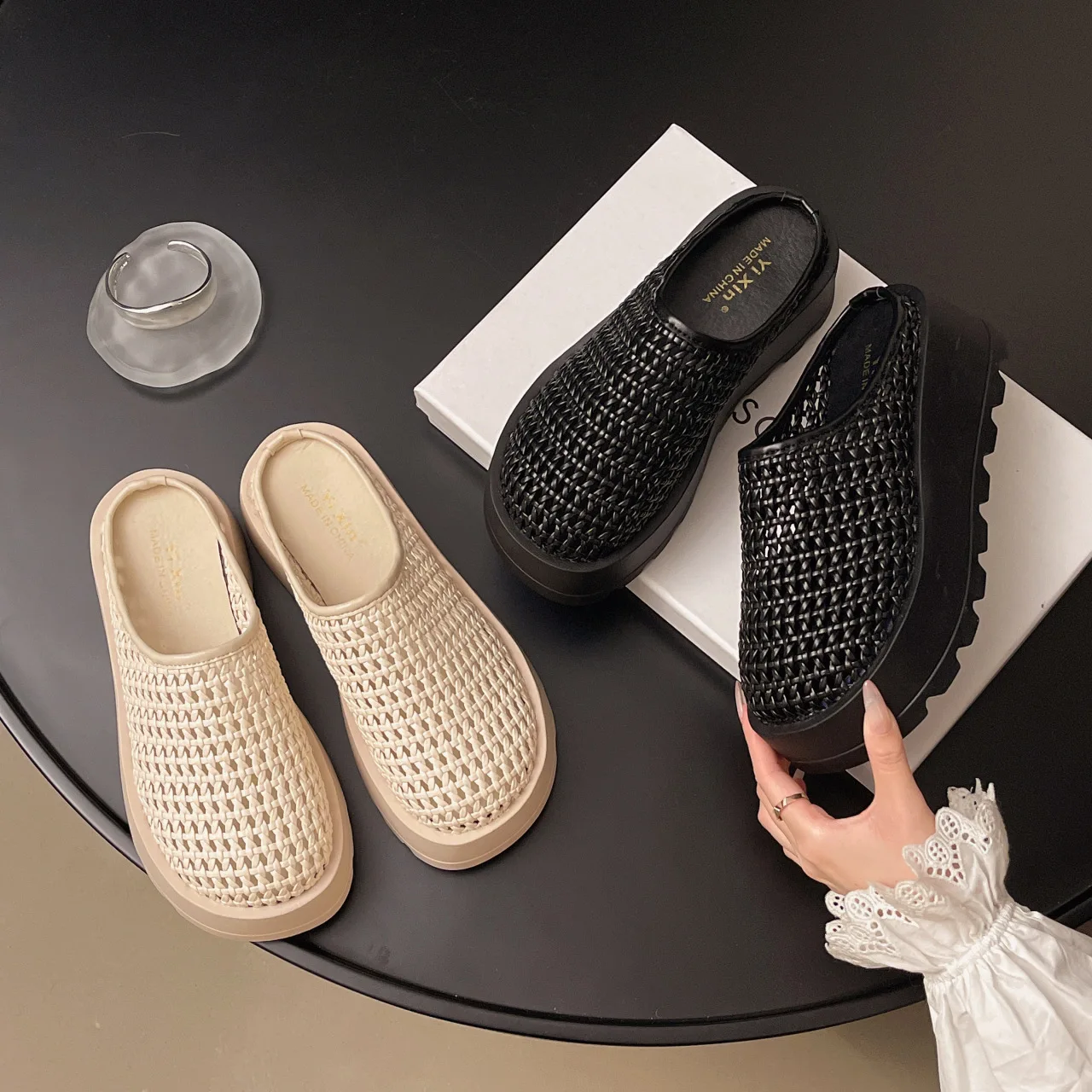 Summer Woman Slippers Platform House Shoes  Comfortable Outdoor Casual Slippers Hollow Out Height Increasing Female Shoes
