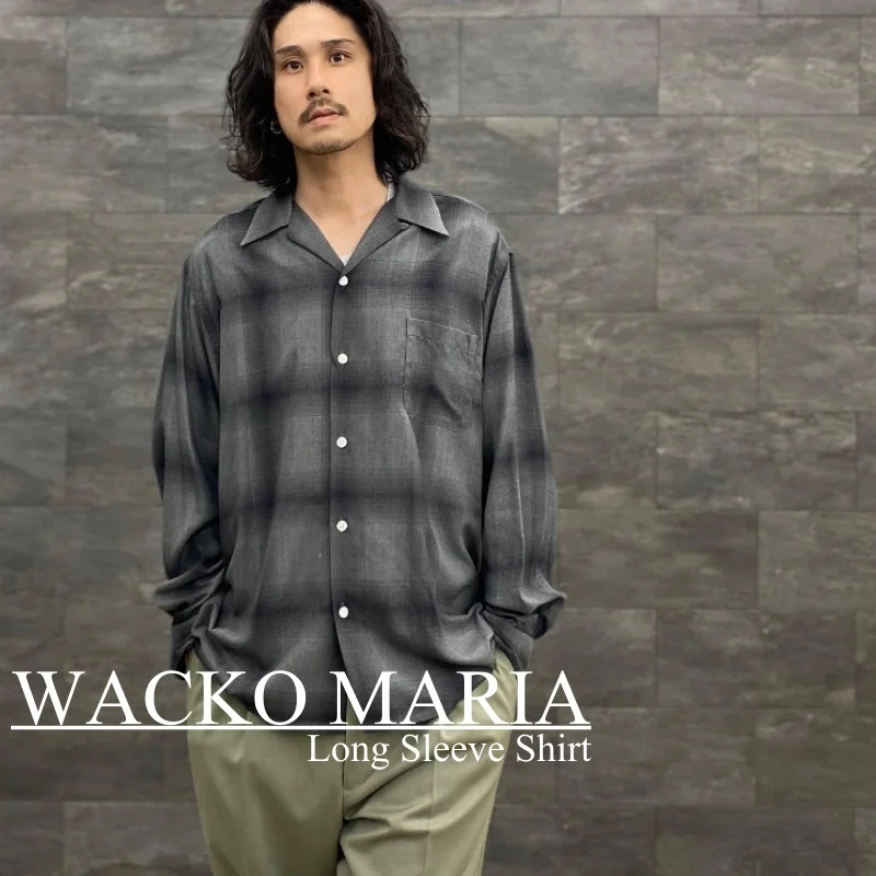 

WACKO MARIA Dark Grey Fashion Plaid Formal Shirt Men's Women's Casual Simple High Quality Long Sleeve Shirt Tops