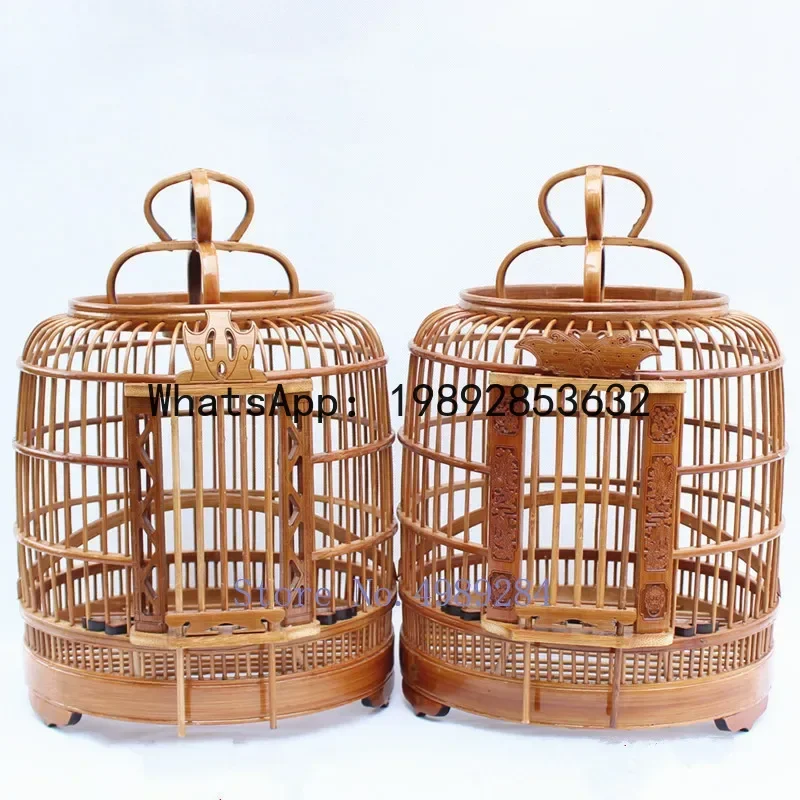 

QQ Bamboo Handmade Small Canary birdcage Bird house box Home Decoration Hanging ornament Feeding birds nest hoose outdoor