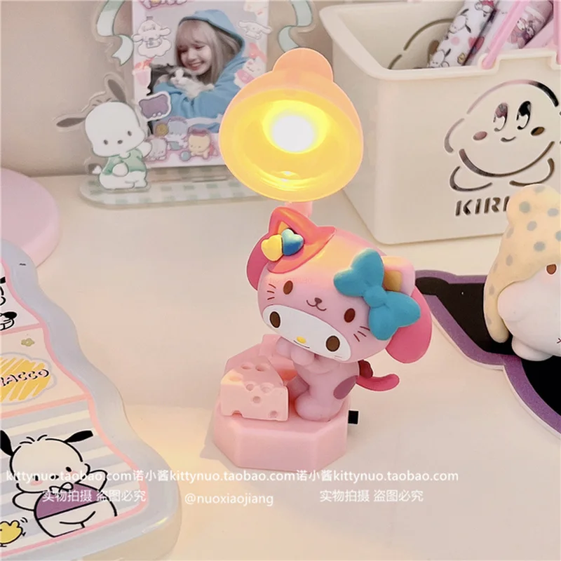 Cartoon Sanrio Kuromi Melody Pochacco Small Desktop Mini Table Lamp Night Lamp Desk Decorative For Girl Birthday Gift Lamp Diy