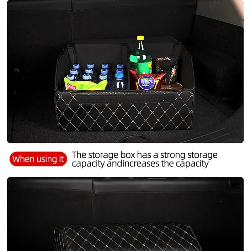 30cm Car PU Leather Trunk Storage Box Portable Foldable Storage Car Multiuse Storage Car Trunk Bag Auto Storag Box Car Interior image 4