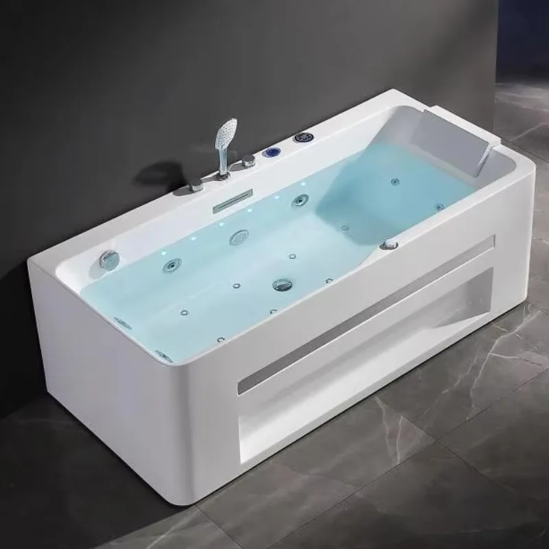 

Modern Acrylic Massage Bathtub Whirlpool with Bubble Waterfall Surfing Functions China Hot Tub 110 Volt