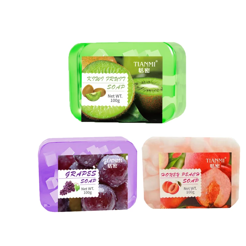 3 قطع صابون جيلي فواكه، فاكهة الكيوي، العنب، صابون جيلي خوخ، بنكهات مختلفة للاختيار من بينها، تنظيف عميق ومكياج #4