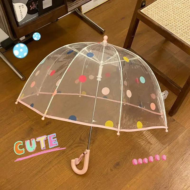 

Детский зонт в горошек, легкий, арочная форма, для игр с водой, для фотосессий, универсальный, милый мультяшный дизайн, прозрачный, от дождя