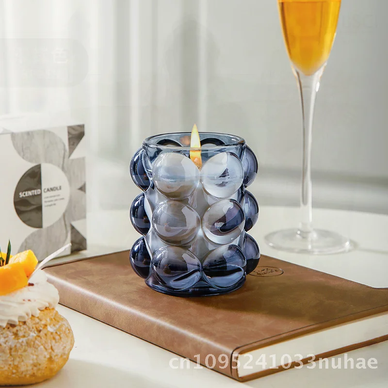 

Handmade Glass Cup Aromatherapy Candle Non-Smoking Soybean Wax Scented Light Luxury Bedroom Decoration with Essential Oil