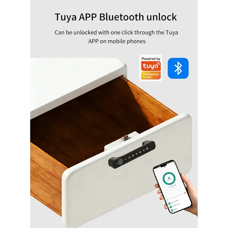 Biometric Digital Lock Bedroom Drawer Lock Fingerprint Lock Password Cabinet Lock Easy To Install Works With Tuya App-A68E