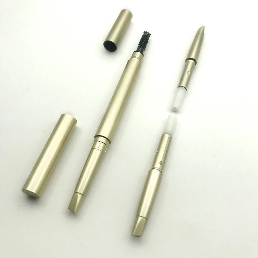 Private Label Austauschbarer doppelseitiger goldener Augenbrauenstift mit Pinsel, individuelles Logo, langlebig, einfach zu bedienendes Make-up im Großhandel