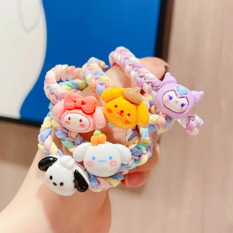 10pcs Set Sanrio hello Kitty Hairband Anime Character Cartoon Fashionable Girl High-elasticity Small Long Loop Hair Elastic Gift