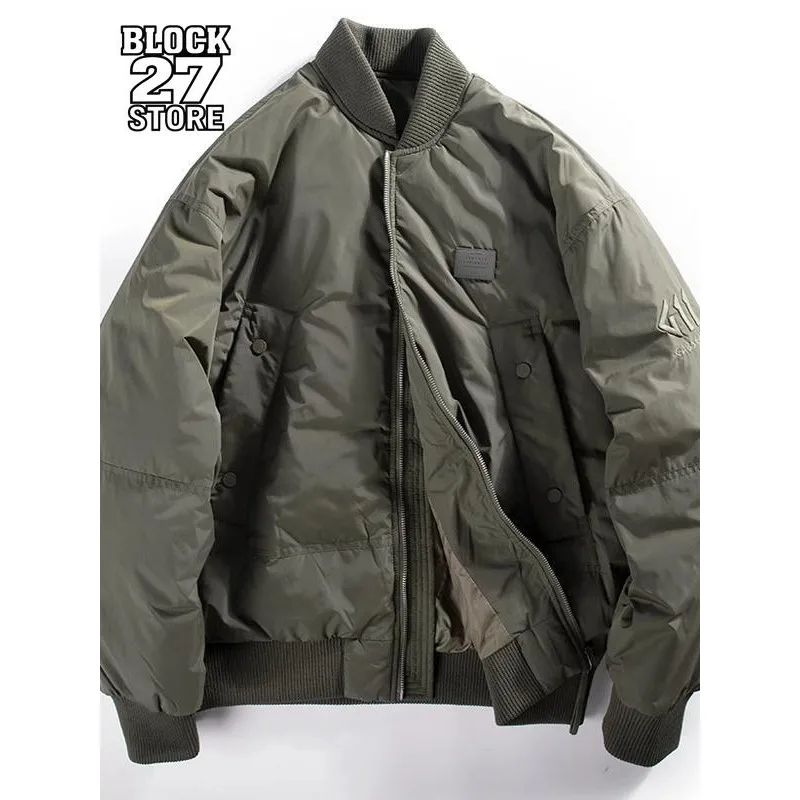 

American Heavy Thickened Warm Short Cotton-padded Jacket Men's Casual Overalls Overalls Baseball Suit Couple's Flying Jacket New