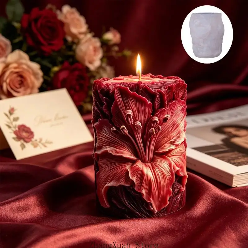 Dekorative Kerzenform aus Silikon mit zartem Blumenmuster für Heimwerker 3XUF – Detail 8