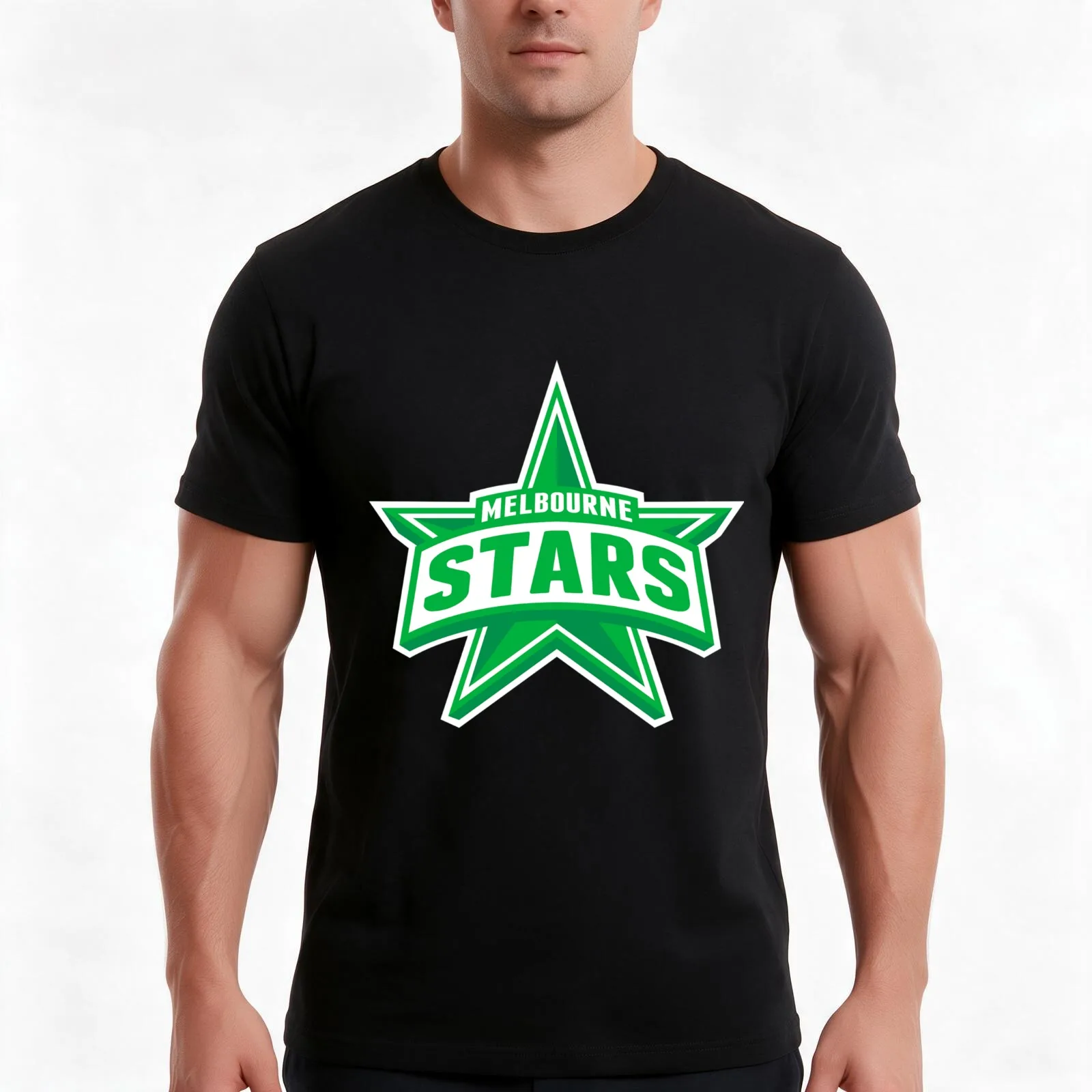 Melbourne Stars Australian Cricket Sticker T-Shirt, Summer Casual Cotton Tee, Oversized Streetwear Tops, Vintage Graphic Print