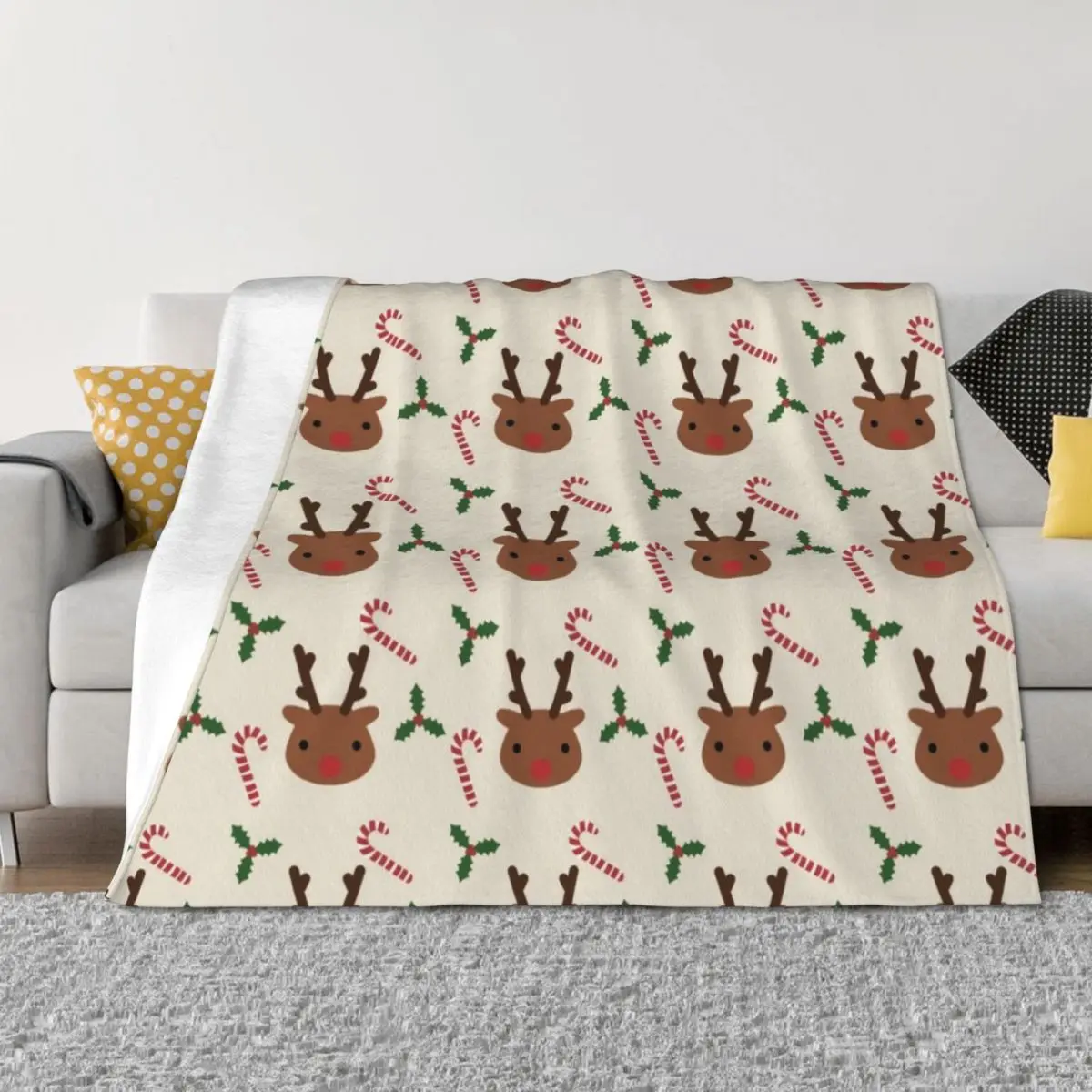 

Christmas reindeer Throw Blanket Nap For Sofa Thin Summer wednesday Blankets