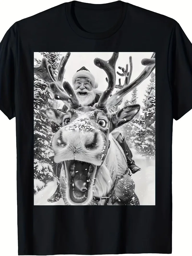 Adult Casual T Shirt To Play Video Game On Christmas Santa Hat Game Controller Gingerbread Snowflake Holly Pattern Printed