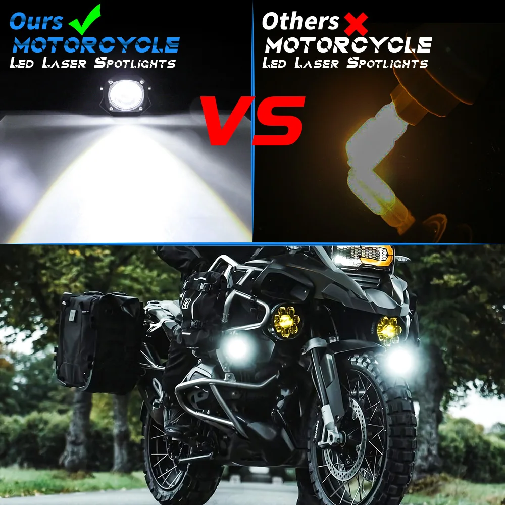 1x Motorcycle Led Spotlight White Yellow Car Headlight Anti Fog Waterproof Light LED Headlight Super Bright Auxiliary Light 12v